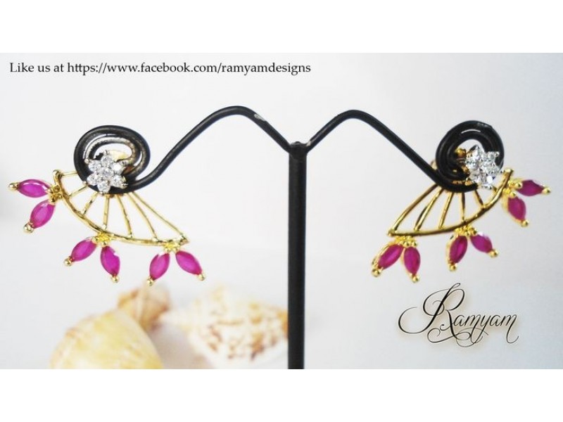 Antique Pink white stone Jhumka Earring back earrings Antique Pink white stone Jhumka Earring back earrings