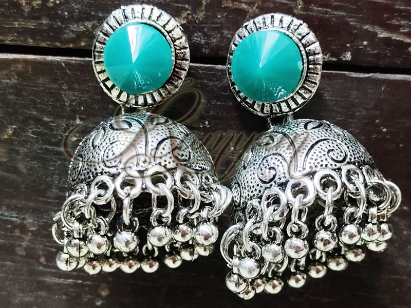 Blue stone Unique Statement Jumka Jumki Earring Temple Festival Gift for Women Girl Jewellery Blue stone Unique Statement Jumka Jumki Earring Temple Festival Gift for Women Girl Jewellery