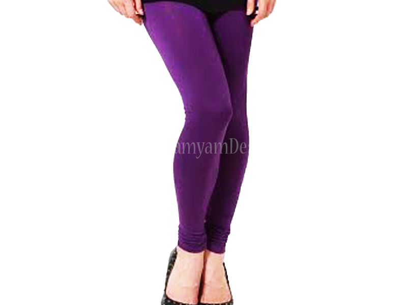 Purple Solid Womens Cotton Comfort Leggings Pant Bottom  Purple Solid Womens Cotton Comfort Leggings Pant Bottom