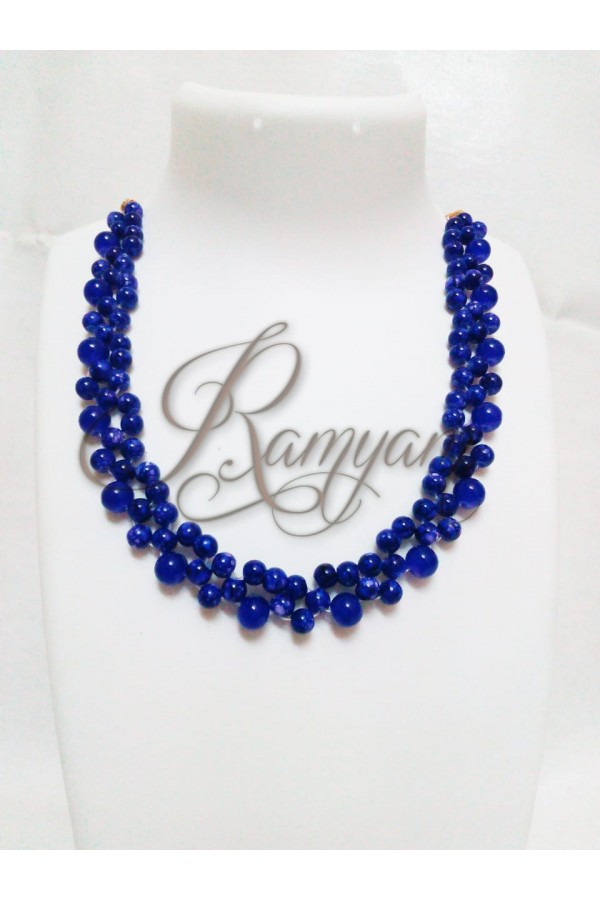 Beaded blue choker necklace