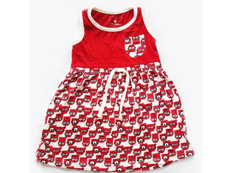 YD Kids Red Minions Printed Cotton Frock  YD Kids Red Minions Printed Cotton Frock