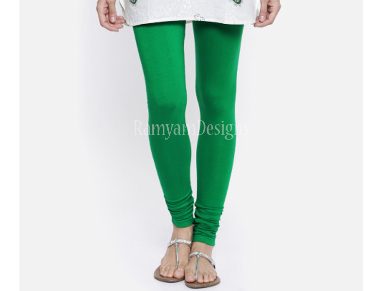 Green Solid Womens Cotton Leggings Bottom  Green Solid Womens Cotton Leggings Bottom