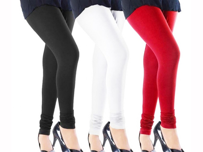 Red White Black combo Pack Solid Color Womens Cotton Leggings Bottom